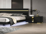 Black And Gold Trim 1pc Nightstand Bracketed Metal Legs Acrylic Trim Contemporary Bedroom Furniture B2741P325736