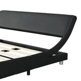 Faux Leather Upholstered Platform Bed Frame,LED lighting with remote controller and APP,Curve W1360133271