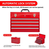 Metal Tool Box with 4 Drawers Portable Steel Tool Chest with Metal Cylinder Lock and Latch Closure, W3037P241995