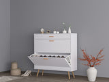 Shoe, 16 Pair Shoe Rack Storage Organizer with 2 Flip Drawers, White Entryway Shoe Storage 61976300