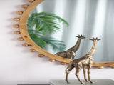 D34" Wood Round Mirror with Beaded Frame, Circle Wall Mirror for Living Room Bedroom Entryway W2078126450