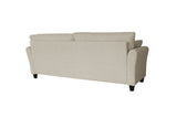 ZNTS Off White Linen, Three-person Indoor Sofa, Two Throw Pillows, Solid Wood Frame, Plastic Feet 02536639