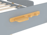 Full Size Platform Bed with Storage Drawers, Solid Wood Beds Frame with Bed Guardrail, Small Shelf, W1580P373246