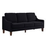 Modern 3 Person seat Sofa Couch with Scooped Armrest/Wood legs,Upholstered Velvet 3-seat Sofa with W2186P143472