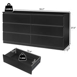 6 Drawer Double Dresser for Bedroom, Wide Storage Cabinet for Living Room Home Entryway, Black 53394625