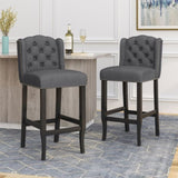 Vienna Contemporary Fabric Tufted Wingback 31 Inch Counter Stools, Set of 2, Charcoal and Dark Brown 64856.00CHAR