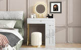 31.5'' Makeup Vanity Desk with Lighted Mirror, Luxury Dressing Table with 2 Drawers and 1 Cabinet, 3 N704P210486K