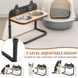 Pet Feeder with 2 Stainless Steel BowlsAdjustable Height for Cats and Small and Medium Dogs 29170036