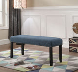 Biony Fabric Dining Bench with Nailhead Trim, Blue T2574P164610
