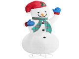 4FT Fabric Snowman with 90 White Lights, Plaid Scarf, Expandable Christmas Lighted Decor, US Plug 23550221