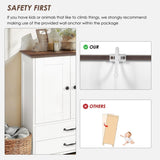 Dog feeding station, double door locker with 2 adjustable dog bowls, 3 hooks on right side, white W1687P270768