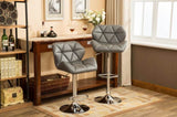 ZNTS Glasgow Contemporary Tufted Adjustable Height Hidraulic Bar Stools, Set of 2, Grey T2574P164866