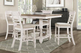 Antique White Finish Set of 2 Counter Height Chair Farmhouse Style Fabric Upholstered Seat Wooden B011P217870