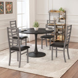 Metal Dining Chairs Set of 4, Steel Legs and PU Leather Seats, High Back Armless Dining Chairs, for W757P232719
