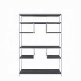 Rustic Grey Oak and Chrome 8-Shelf Bookshelf B062P209200