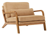 Low Arm Accent Chair - Khaki Corduroy Upholstered Indoor Lounge Chair, Compact Single Seater with 77115487
