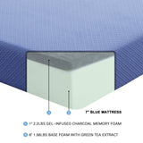 7inch Full and Pillow Set Breathable Fabric Gel-Infused Memory Foam, Blue, B011P213348