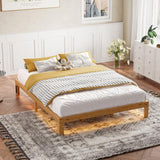 ZNTS Queen Size Wood Platform Bed Frame-12 Inch Solid Wood Queen Bed Frame with Slat Support, No Box W1858P241098