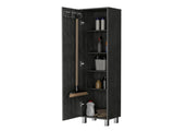 Smokey Oak 3 Broom Hangers Tall Storage Cabinet B062P175168