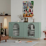 Accent Cabinet Lacquered Wooden Cabinet with 4 Glass Doors Sideboard Buffet Server Cabinet Storage W1435P170161