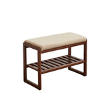 (Walnut Color) Solid Wood Shoe Bench, Beech Wood Storage Rack Organizer with High Rebound Sponge W1283P242717