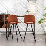 Porth Fabric Kitchen 28.25" Counter Height Stools, Set of 2, Orange T2574P165089
