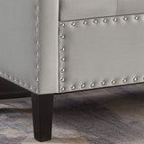 Upholstered Tufted Button Storage Bench with nails trim,Entryway Living Room Soft Padded Seat with W2186139087