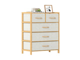 Bamboo 5-Drawer Storage Dresser with Anti-Tipping Kit for Bedroom Closet Living Room 62925610