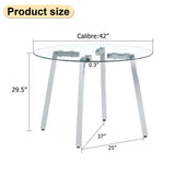 ZNTS Modern minimalist style circular transparent tempered glass table, tempered glass tabletop, silver W1151138074