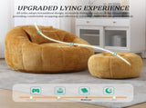 UNITED WE WIN Modern Bean Bag Chairs, Comfy Round Chair for Adults with Ottoman, Leisure Single Sofa W1568P361698