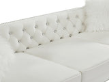 Beige, Three-seater Sofa, Velvet Crystal Buckle Upholstery Sofa, Crystal Feet, Removable Cushion, 09555906
