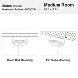 Smart 48 in. integrated LED Balck Ceiling Fan with Remote Contorl and Plywood Blades W1367P182810