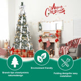 6FT Flocked Pop-Up Christmas Tree with 150 Warm White UL Lights Pre-Decorated with Ornaments, T3637P338603