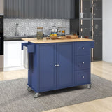 Rolling Mobile Kitchen Island with Drop Leaf - Solid Wood Top, Locking Wheels & Storage Cabinet 52.7 00868324