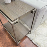 Corbeta Metal Frame Wood Living Room Chairside Table with Shelf, Aged Graphite T2574P164630
