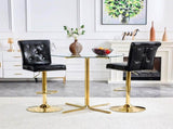 A set of 2 black vintage crocodile leather lift bar chairs, featuring crystal clasp design and W3875P371071