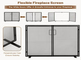 38.5x31 inch Black Fireplace Screen, Hand-Forged Iron Spark Guard with Magnetic Doors for Living 27873187