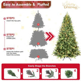 Artificial 5ft Green Christmas Tree with 967 PE/PVC Mixed Branch Tips, 300 UL warm white led, memory 00547120