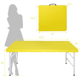 4ft Yellow Portable Folding Table Indoor&Outdoor Maximum Weight 135KG Foldable Table for Camping 64401046