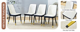 Modern Two-Tone PU Dining Chairs - White and spliced chairs With Gold Decorated Legs.White and W1151P217981