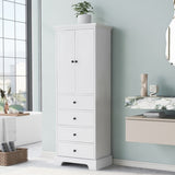 Storage Cabinet with 2 Doors and 4 Drawers for Bathroom, Office, Adjustable Shelf, MDF Board with WF302825AAK