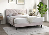 ZNTS Elegant Modern Light Pink Velvet Upholstered Queen Size Bed Clean Lines Design Headboard 1pc B011P238935