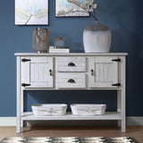 48'' Solid Wood Sideboard Console Table with 2 Drawers and Cabinets and Bottom Shelf, Retro Style W120270249