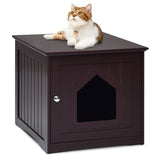 ZNTS 20"Brown Wooden Cat Litter Box End Table 65700048