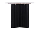 Luxurious Round Mable Topped Pedestal Side/End Table, Living Room Accent Table, White/Black B011P216672