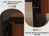 63" Modern Kitchen Island with Marble-Look Surface, LED Lights & Grille Design for Dining Room, W2699P365915