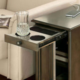 Modern Transitional Design 1pc Side Table / Storage Cabinet Gray Color USB Outlet B011P191197