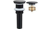 Brass Pop Up Sink Drainer without Overflow Bathroom Drain With Removable Strainer Basket Black 58310015