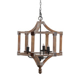 3 - Light Wood Drum Chandelier, Hanging Light Fixture with Adjustable Chain for Kitchen Dining Room W2078137925