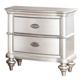 ZNTS Classic Bedroom Elegant Nightstand Beige / White Finish or Antique Silver 2-Drawers Bed Side Table B01148019